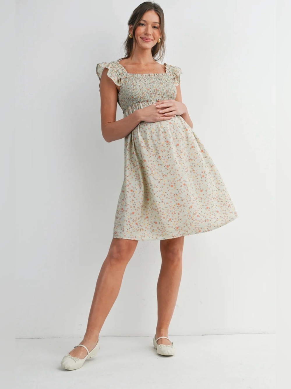 Hello Miz “Savannah” smocked front flowy dress (maternity)
